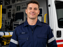 Load image into Gallery viewer, NSW Ambulance curved name patch, close-up view
